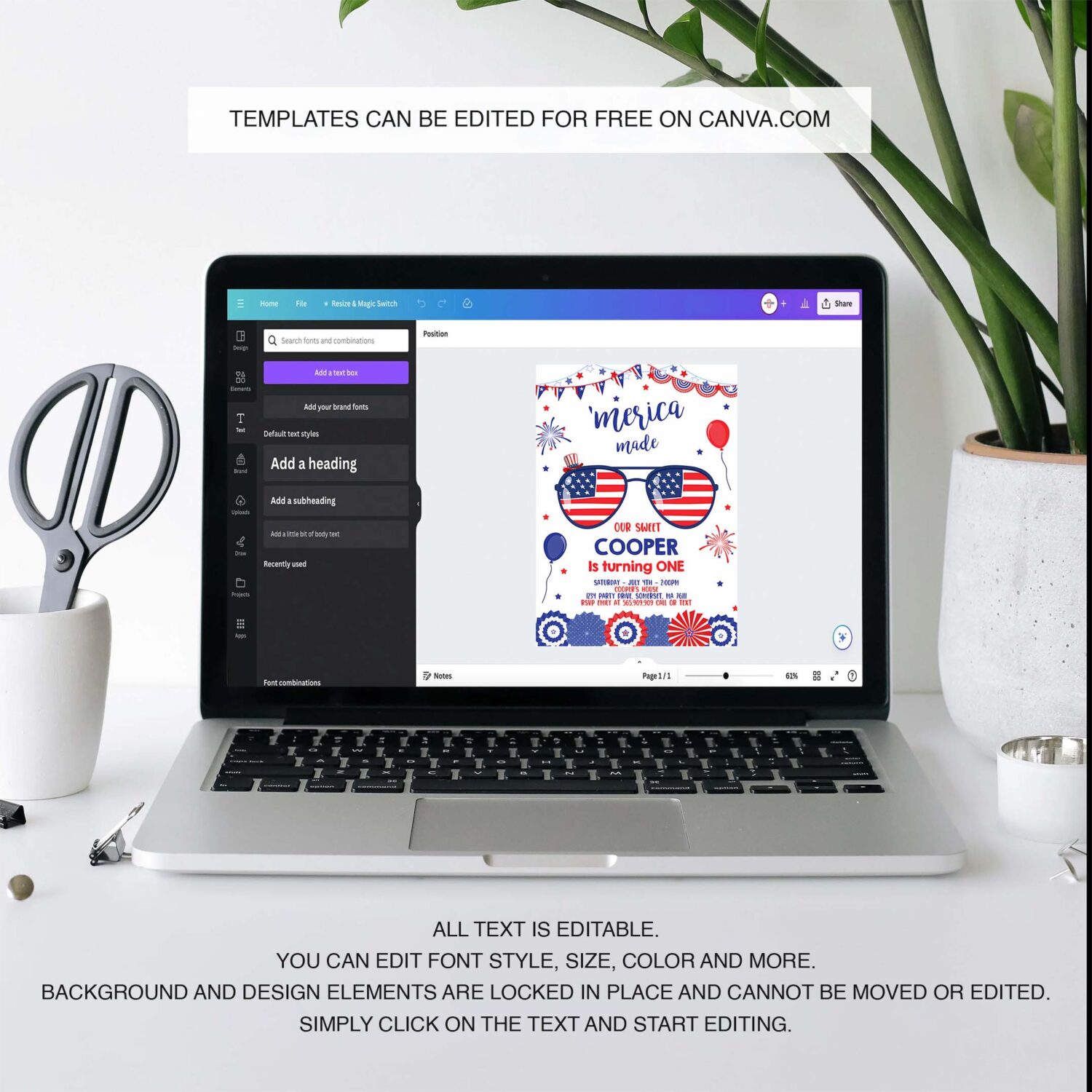 Editable 4th of july birthday invitation 4th of july merica made 1st birthday memorial day independence day party 3