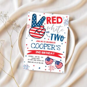 Editable 4th of july birthday invitation 4th of july red white and two 2nd birthday party memorial day birthday party 1