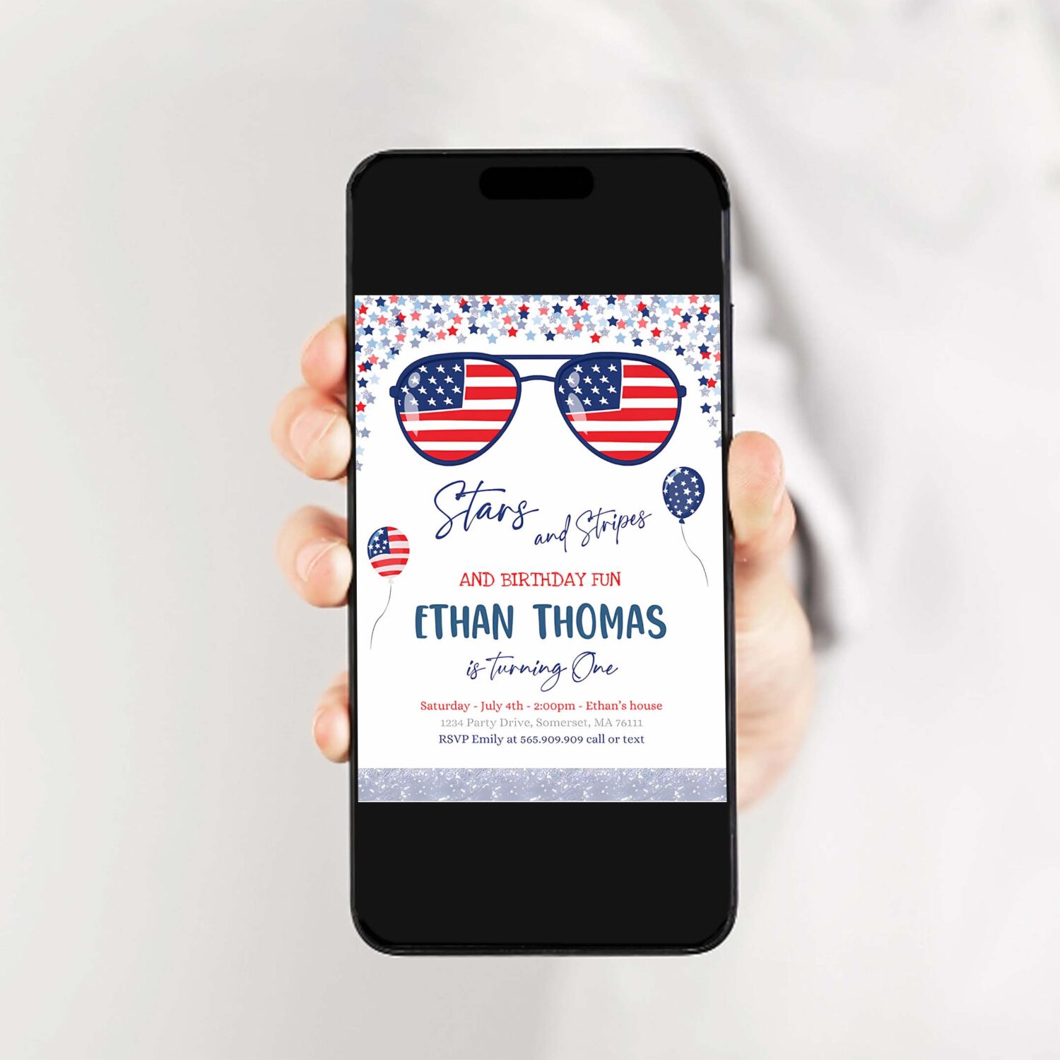 Editable 4th of july birthday invitation 4th of july stars stripe 1st birthday memorial day independence day party 2