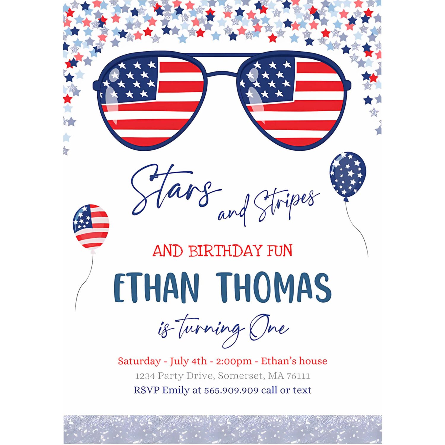 Editable 4th of july birthday invitation 4th of july stars stripe 1st birthday memorial day independence day party 4