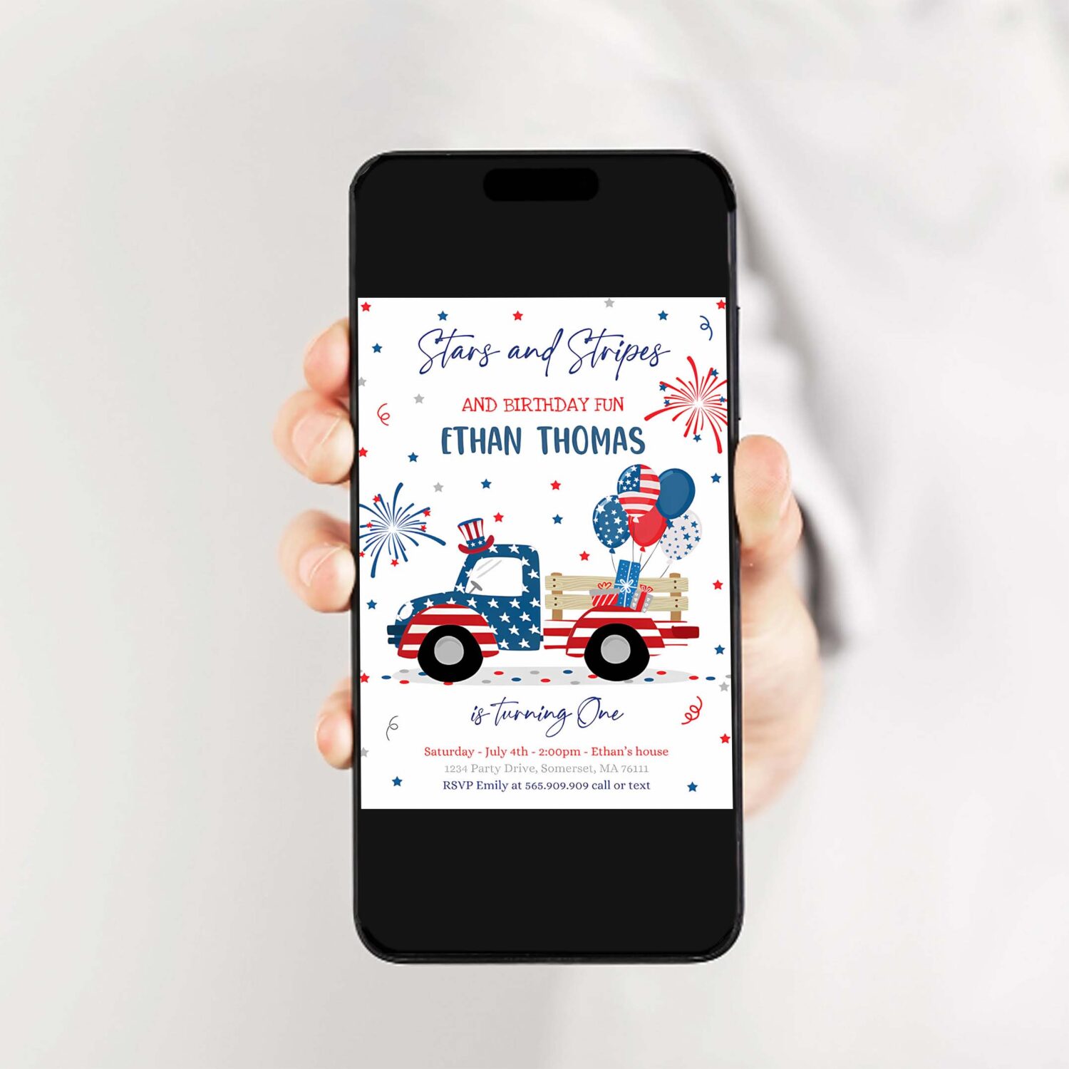Editable 4th of july birthday invitation 4th of july stars stripe truck birthday memorial day independence day party 2