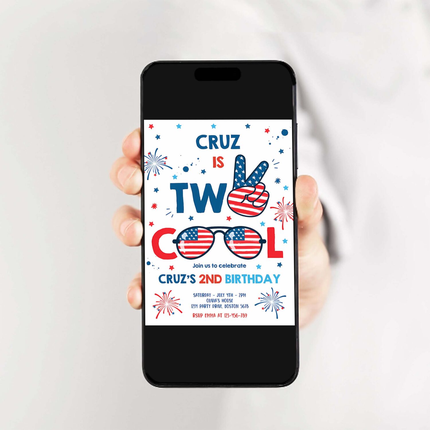 Editable 4th of july birthday invitation two cool dude 4th of july 2nd birthday invitation memorial day birthday party 2