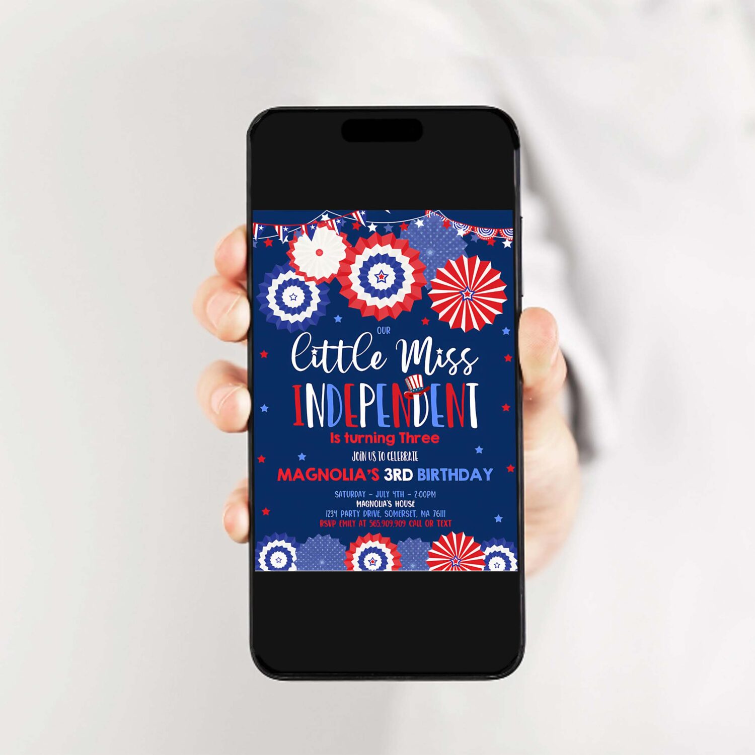 Editable 4th of july birthday invite 4th of july little miss independent birthday invitation memorial day birthday 2