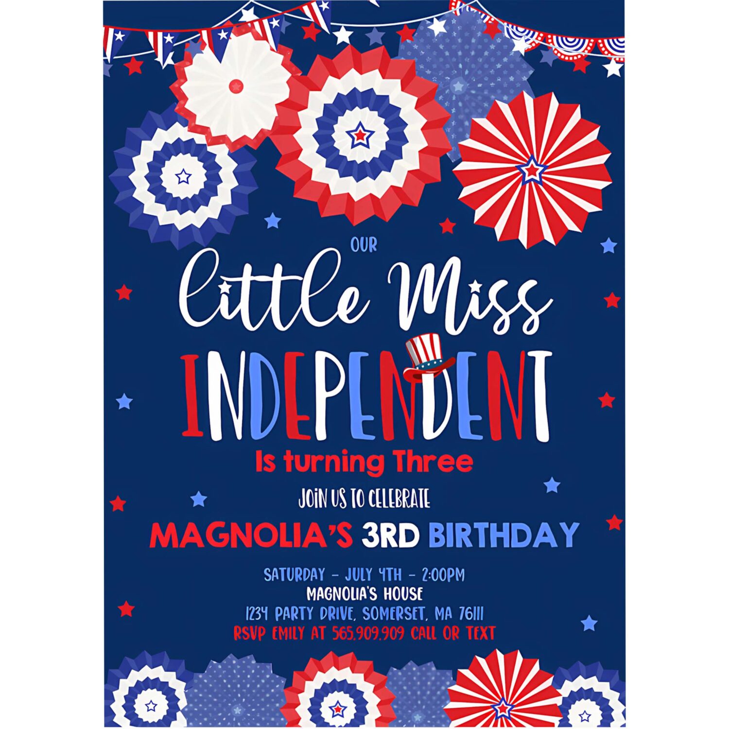 Editable 4th of july birthday invite 4th of july little miss independent birthday invitation memorial day birthday 4