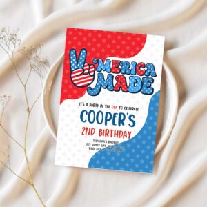 Editable 4th of july birthday party invitation retro merica made birthday party red white and blue birthday party 1