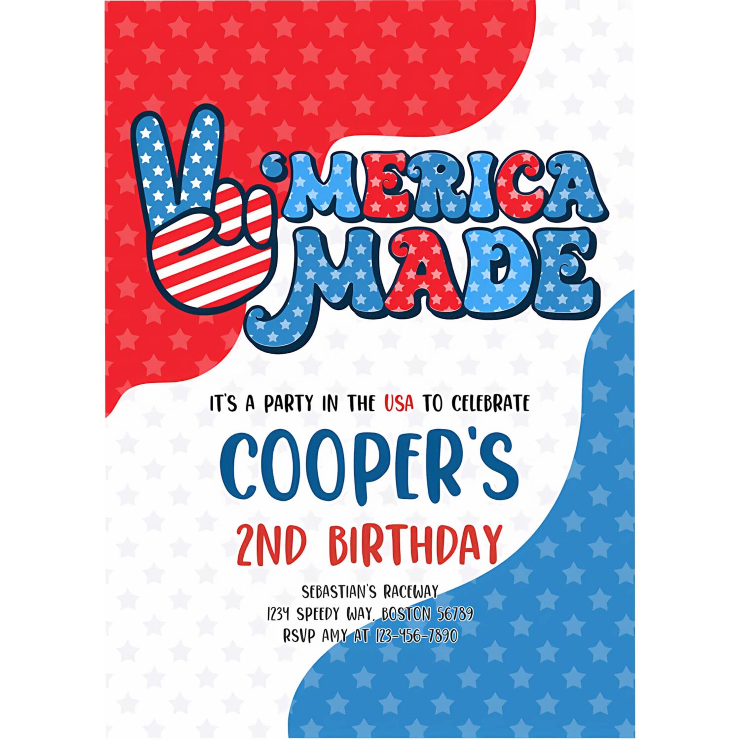 Editable 4th of july birthday party invitation retro merica made birthday party red white and blue birthday party 4