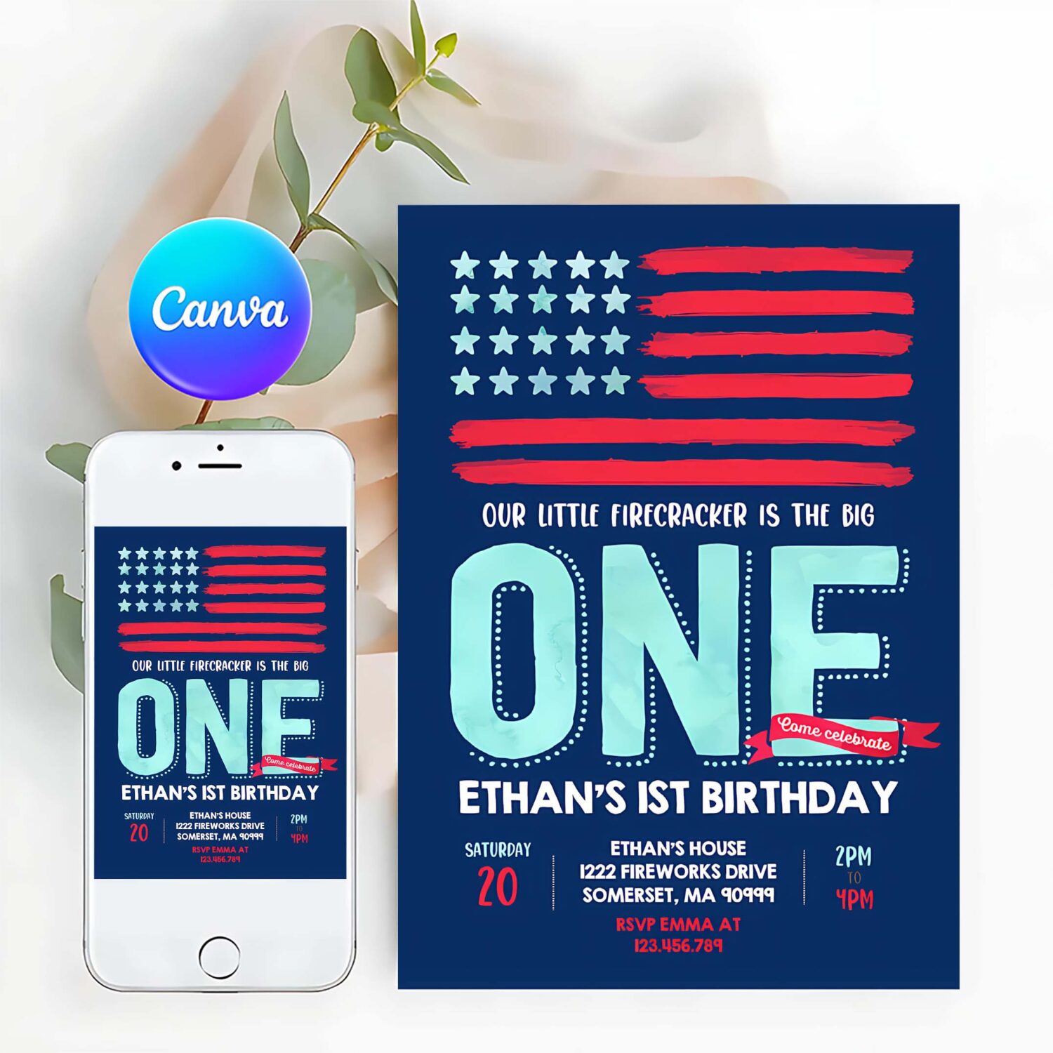 Editable 4th of july invitation 4th of july birthday invitation vintage 4th of july patriotic birthday red white and blue