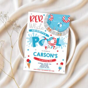Editable 4th of july pool party birthday invitation 4th of july summer pool party invite pool bbq birthday invitation 1
