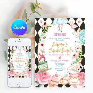 Alice in Wonderland Invitation, Alice In Wonderland Birthday Invitation