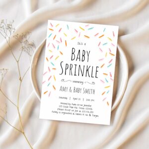 Editable baby sprinkle shower invitation baby shower coed shower gender neutral confetti sprinkles 1