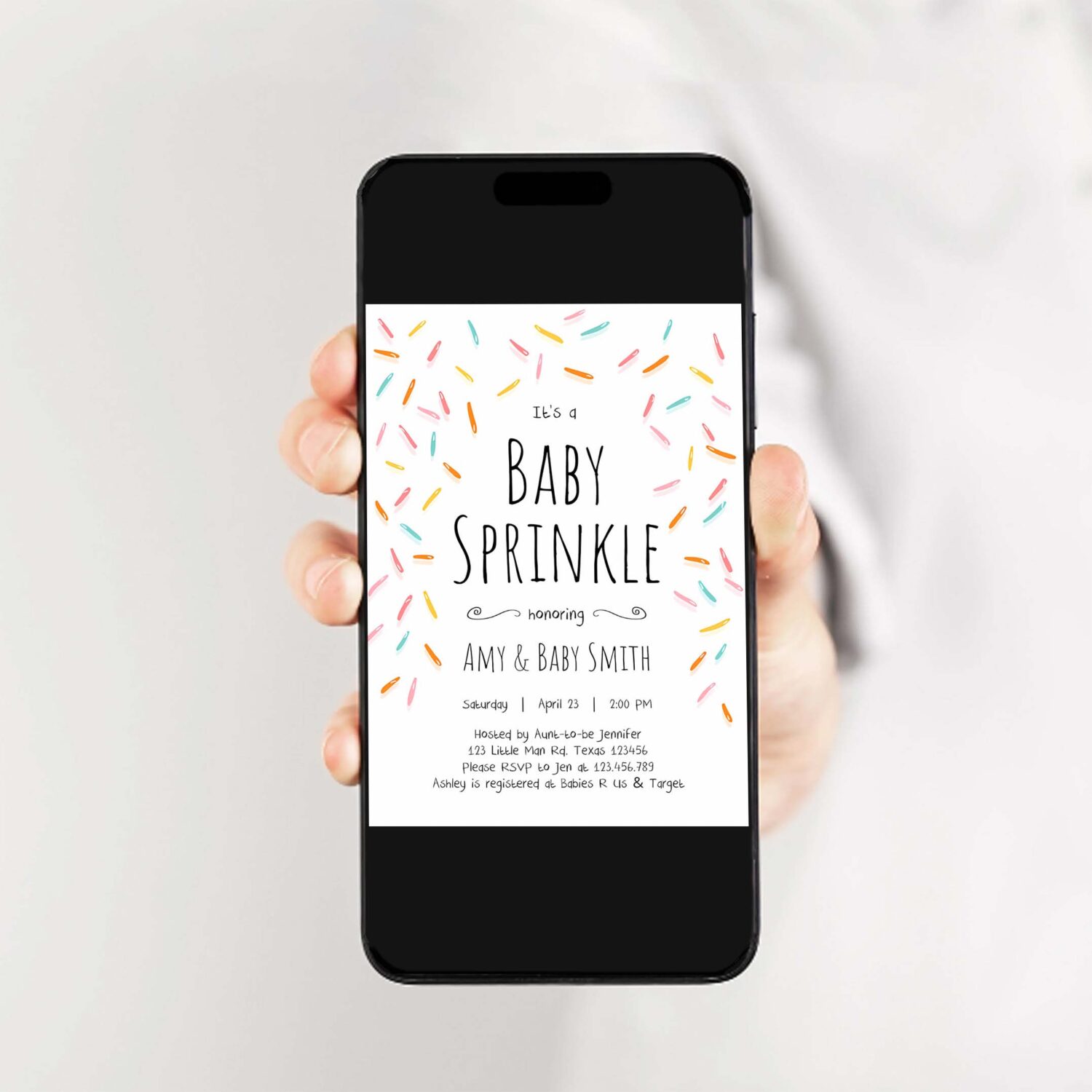 Editable baby sprinkle shower invitation baby shower coed shower gender neutral confetti sprinkles 2