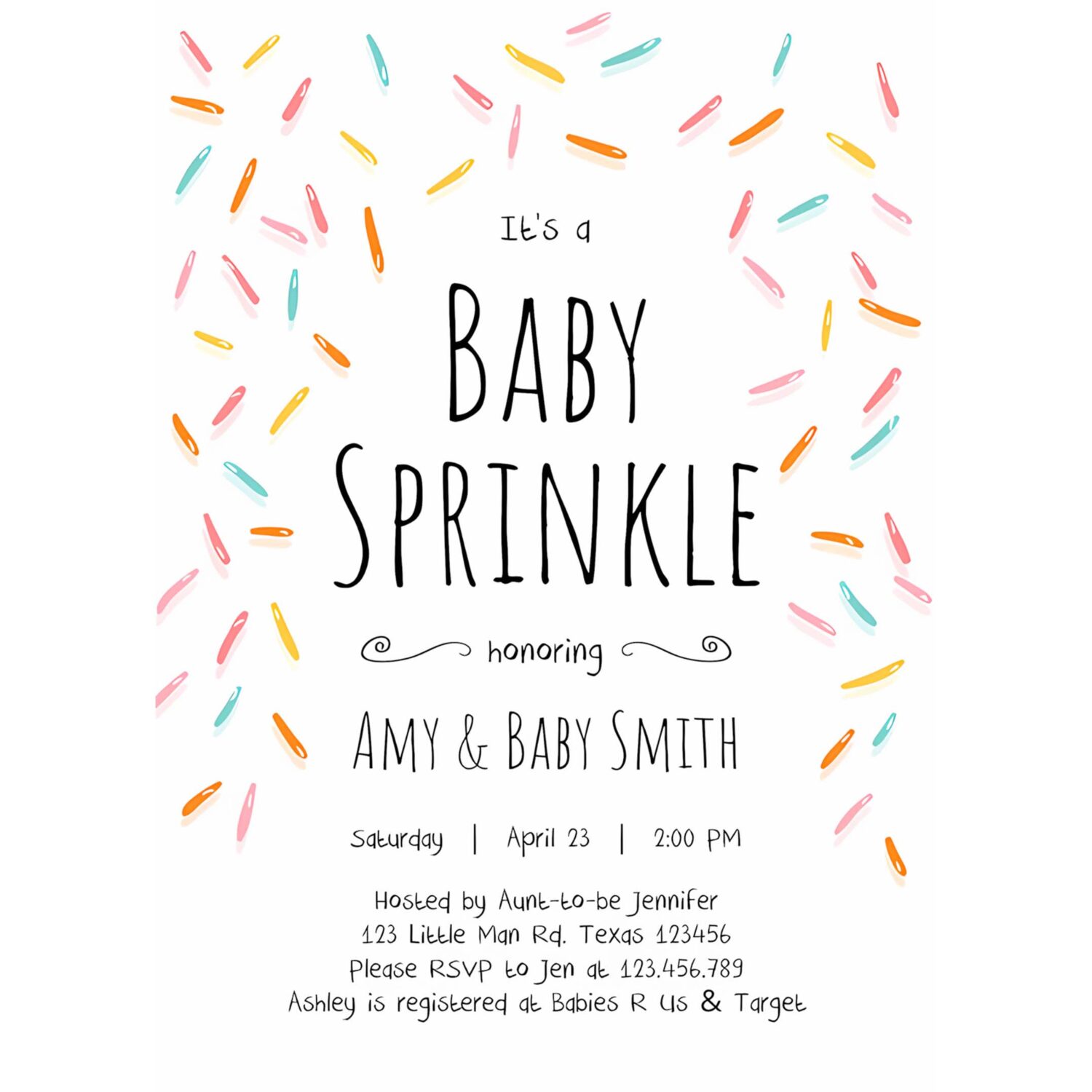 Editable baby sprinkle shower invitation baby shower coed shower gender neutral confetti sprinkles 4