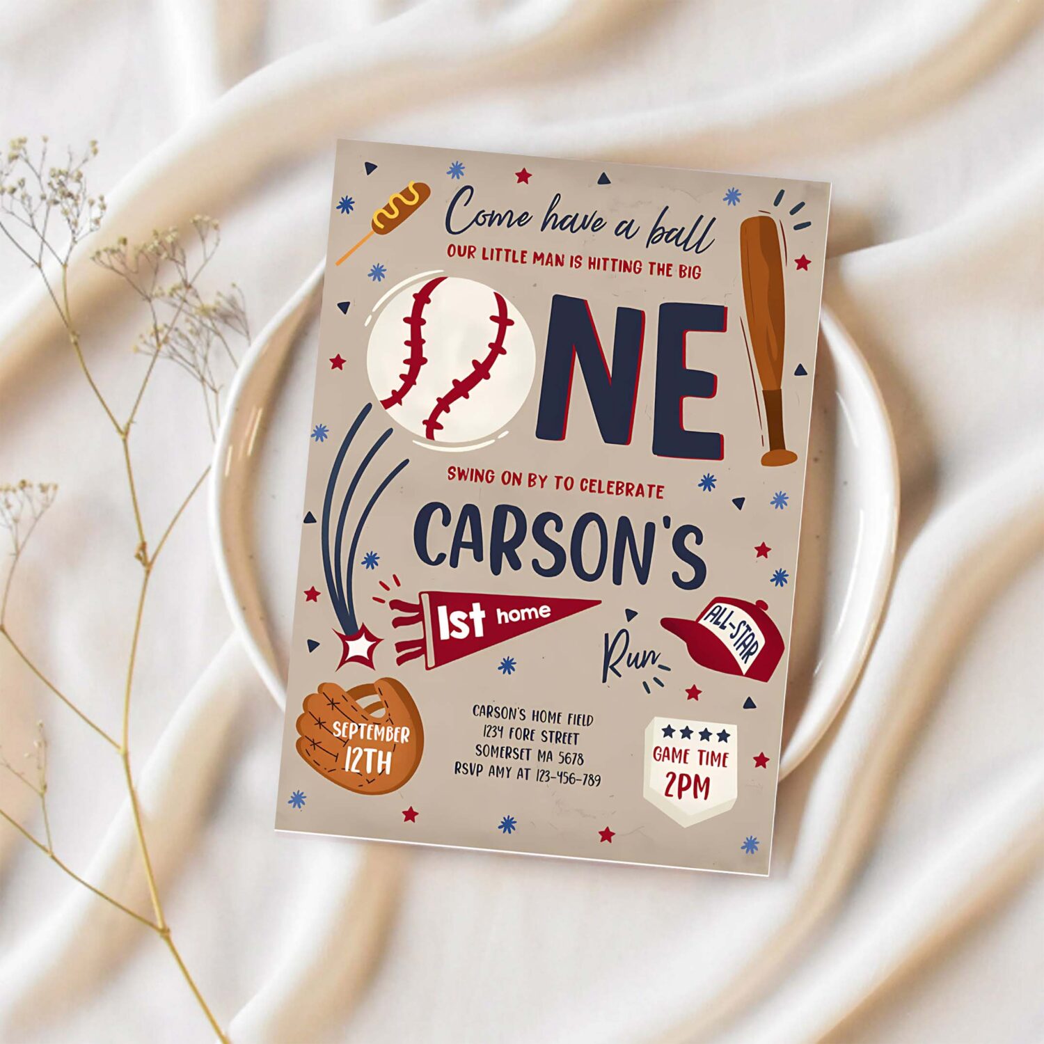 Editable baseball invitation baseball birthday invitation baseball 1st birthday vintage baseball boy 1st birthday 1