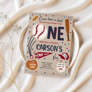Editable baseball invitation baseball birthday invitation baseball 1st birthday vintage baseball boy 1st birthday 1