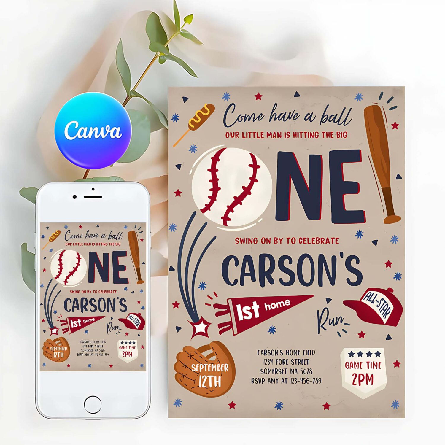 Editable baseball invitation baseball birthday invitation baseball 1st birthday vintage baseball boy 1st birthday