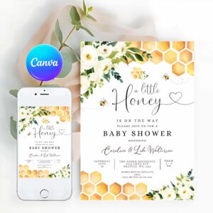 Bee Invitation, Bee A Little Honey Baby Shower Invitation