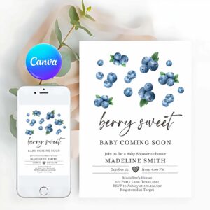 Berry Invitation, Blueberry Baby Shower Invitation