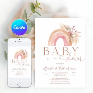 Rainbow Invitation, Boho Rainbow Baby Shower Invitation