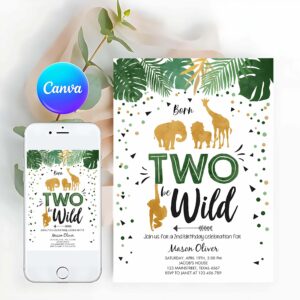 Two Wild Invitation, Born Two Be Wild Birthday Invitation
