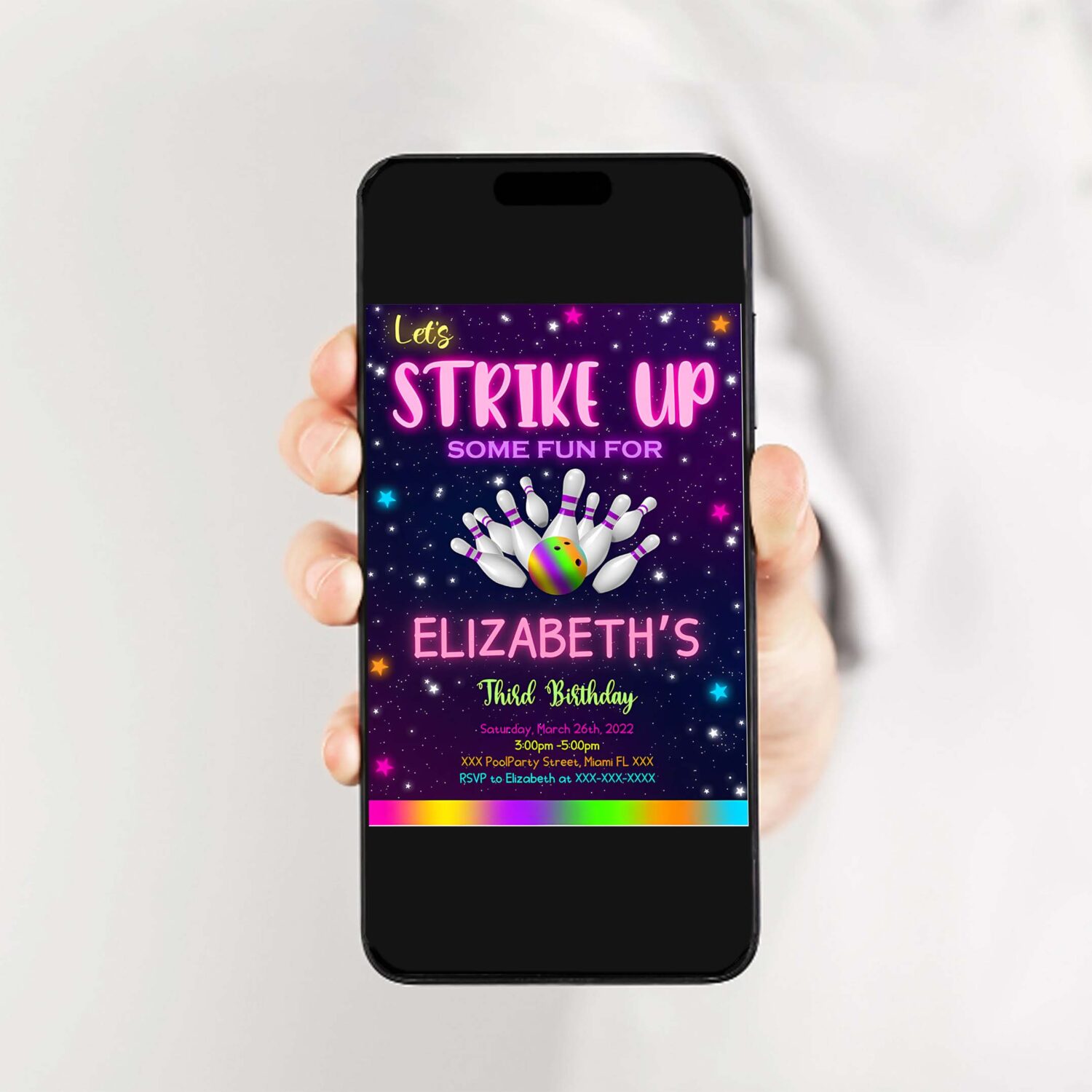 Editable bowling invitation bowling birthday invitation bowling template download 2