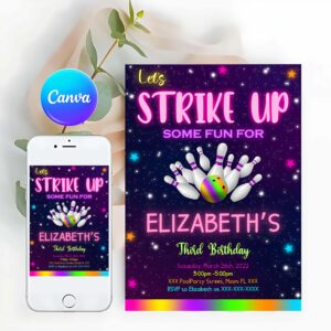 Bowling Invitation, Bowling Invitation, Bowling Birthday Invitation, Bowling Invitation
