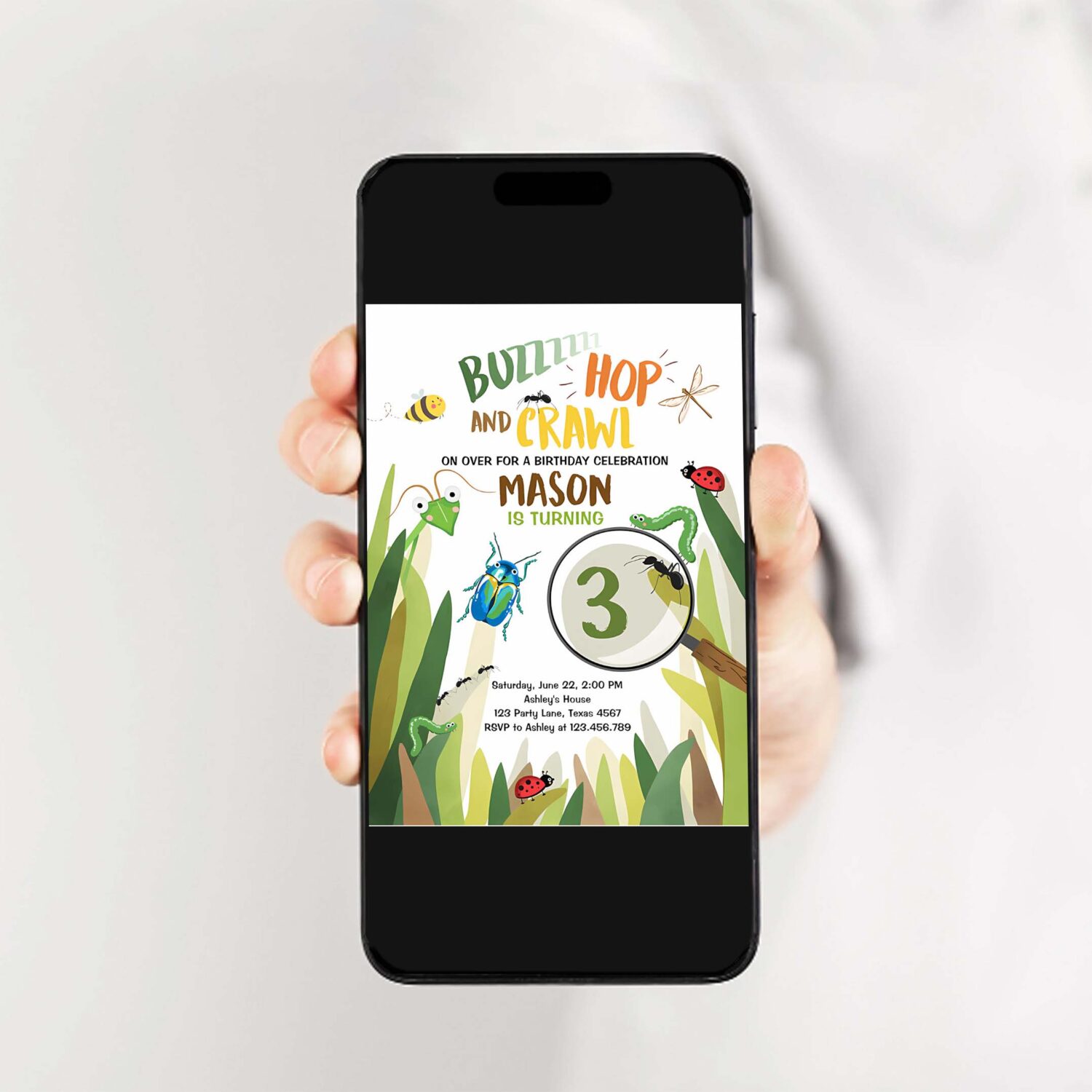 Editable bug birthday invitation insect party bugging outdoor bug hunt bugs boy download printable invitation template digital corjl 0090 2