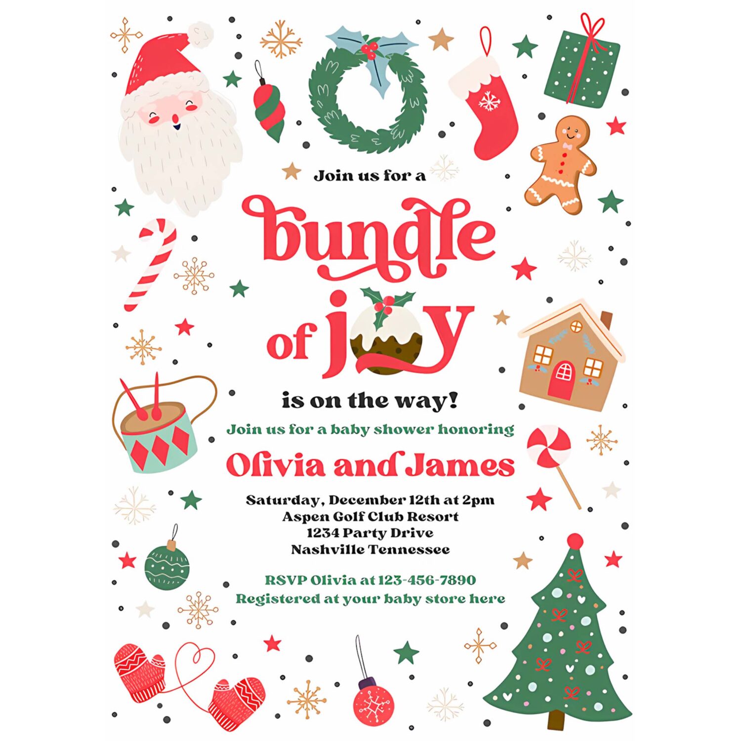 Editable bundle of joy baby shower invitation christmas baby shower invitation santa baby shower christmas tree shower instant download 44t 4