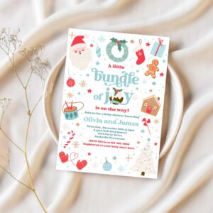Editable bundle of joy baby shower invitation christmas baby shower invite santa baby shower boy blue christmas shower instant download 55r 1