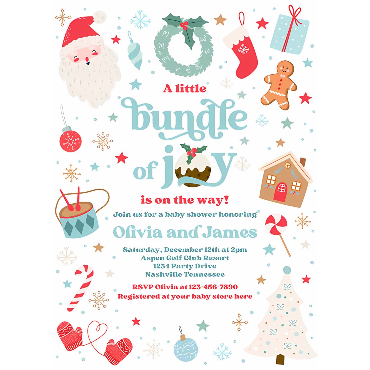 Editable bundle of joy baby shower invitation christmas baby shower invite santa baby shower boy blue christmas shower instant download 55r 4
