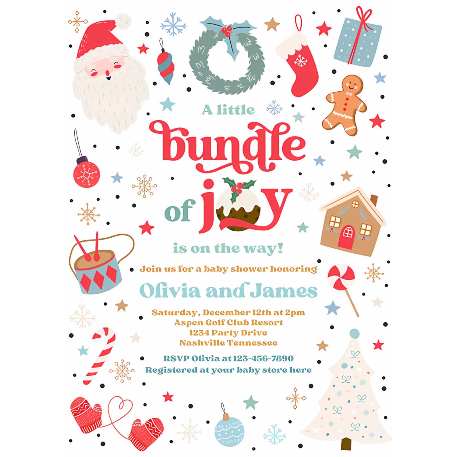 Editable bundle of joy baby shower invitation christmas baby shower invite santa baby shower boy blue christmas shower instant download hyt 4