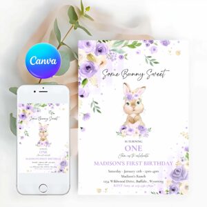 Bunny Invitation, Bunny Birthday Party Invitation