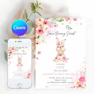 Bunny Invitation, Bunny Birthday Party Invitation