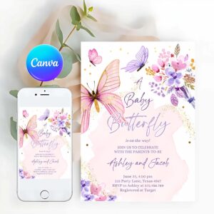 Butterfly Invitation, Butterfly Baby Shower Invitation