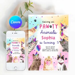 Cat Birthday Party Invitation