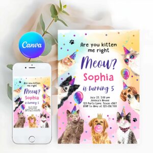 Cat Birthday Party Invitation