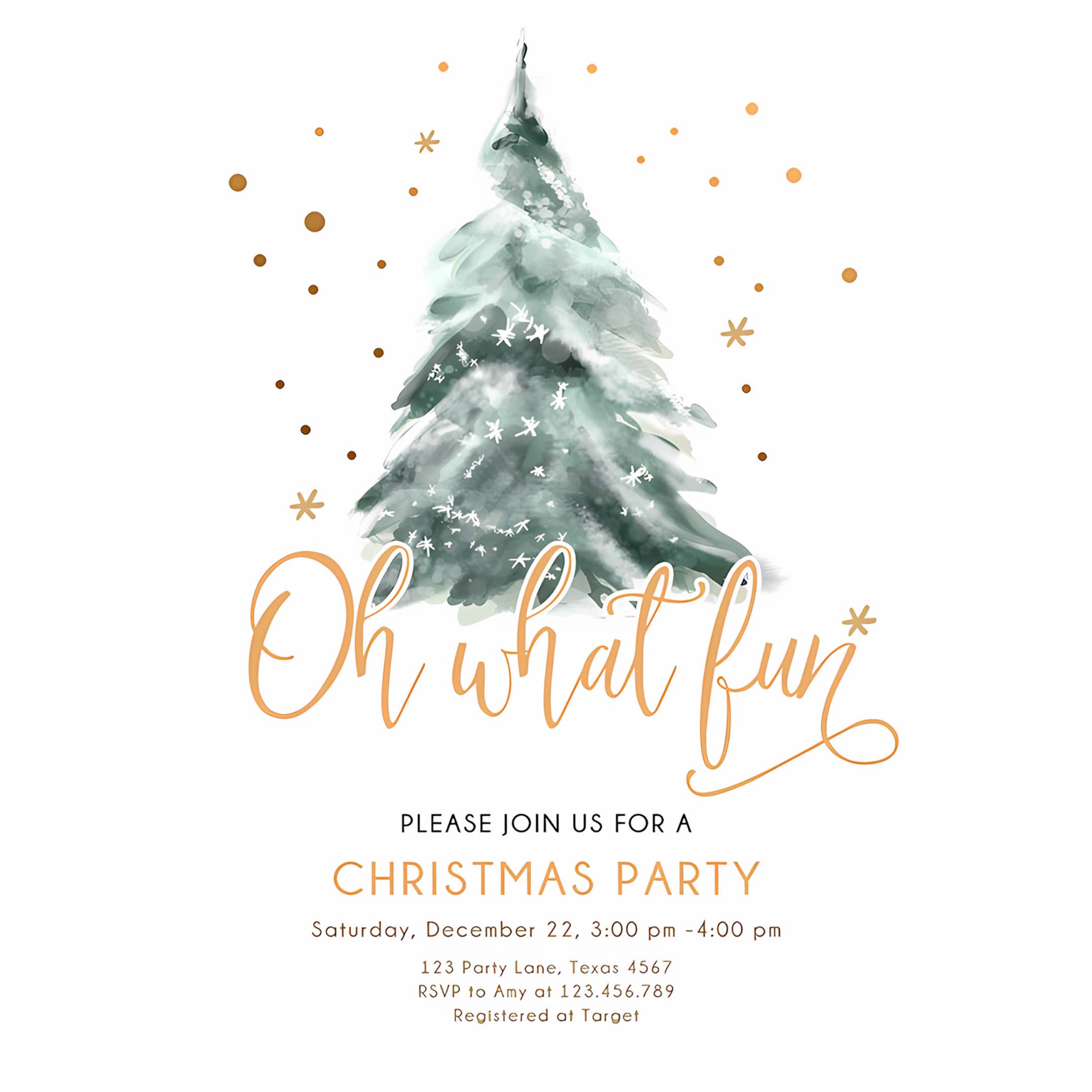 Editable Christmas Party Invitations Winter Tree Oh What Fun Invite Holiday Party Birthday Invite Corjl Template Download Printable 0363