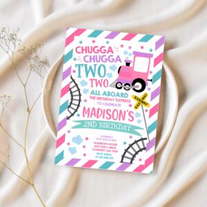 Editable chugga chugga two two train birthday invitation chugga chugga choo choo party two two train party 1
