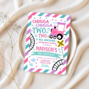 Editable chugga chugga two two train birthday invitation chugga chugga choo choo party two two train party invite instant download tc 1