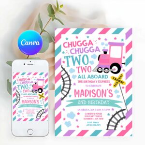 Train Invitation, Chugga Chugga Two Two Train Birthday Invitation