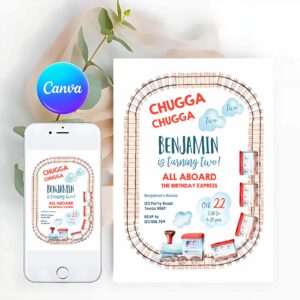 Train Invitation, Chugga Chugga Two Two Train Birthday Invitation
