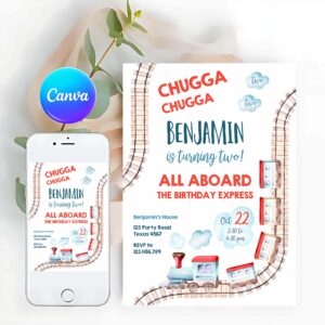 Train Invitation, Chugga Chugga Two Two Train Birthday Invitation, Vintage Choo Choo Train Invitation