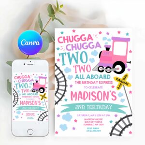 Train Invitation, Chugga Chugga Two Two Train Birthday Party Invitation