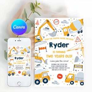 Construction Invitation, Construction Birthday Invitation