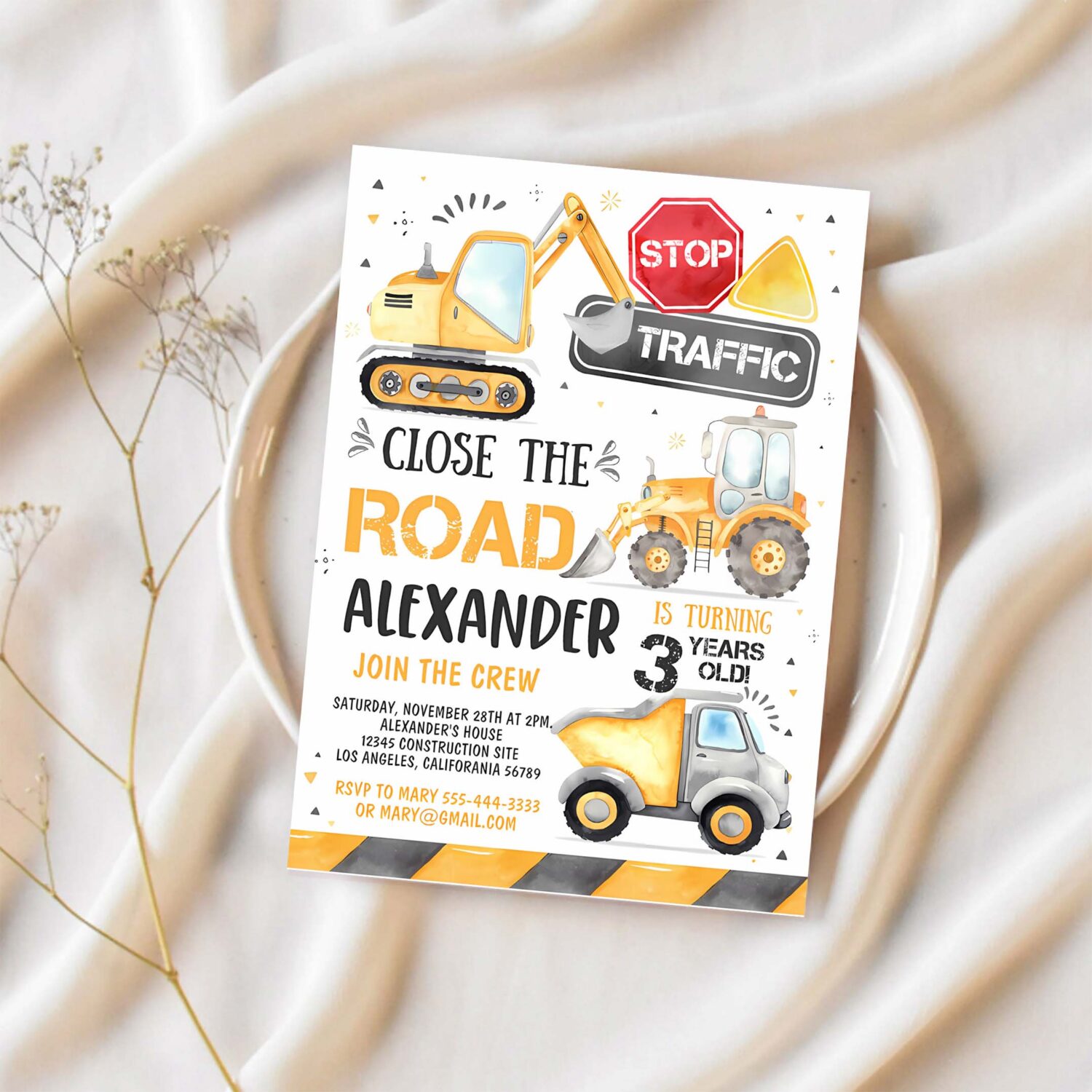 Editable construction invitation construction birthday invitations dump truck party invite printable 1