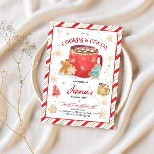 Editable cookies and cocoa birthday invitation cookies cocoa invitation hot chocolate party cookie party holiday party instant download cf 1