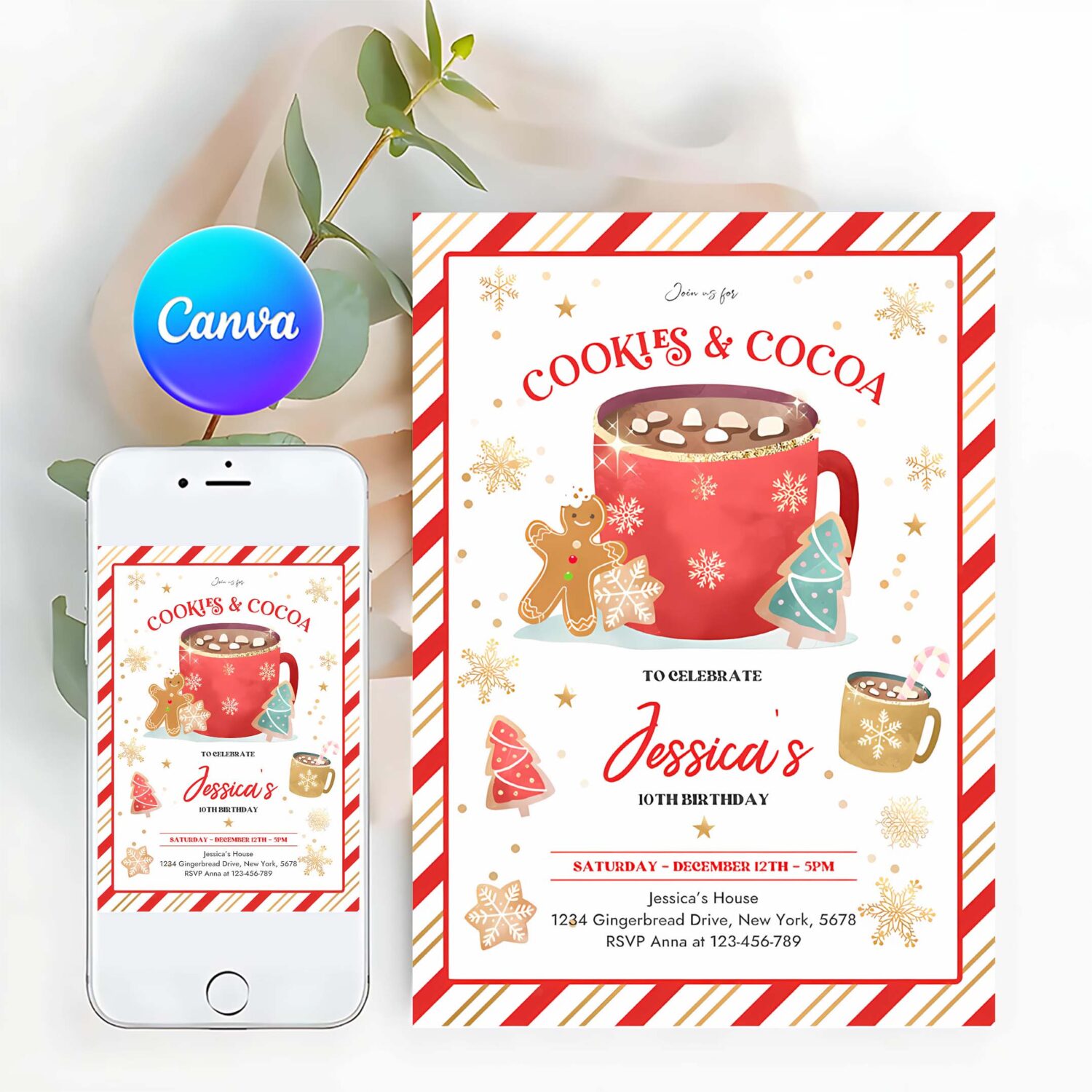 Editable cookies and cocoa birthday invitation cookies cocoa invitation hot chocolate party cookie party holiday party instant download cf