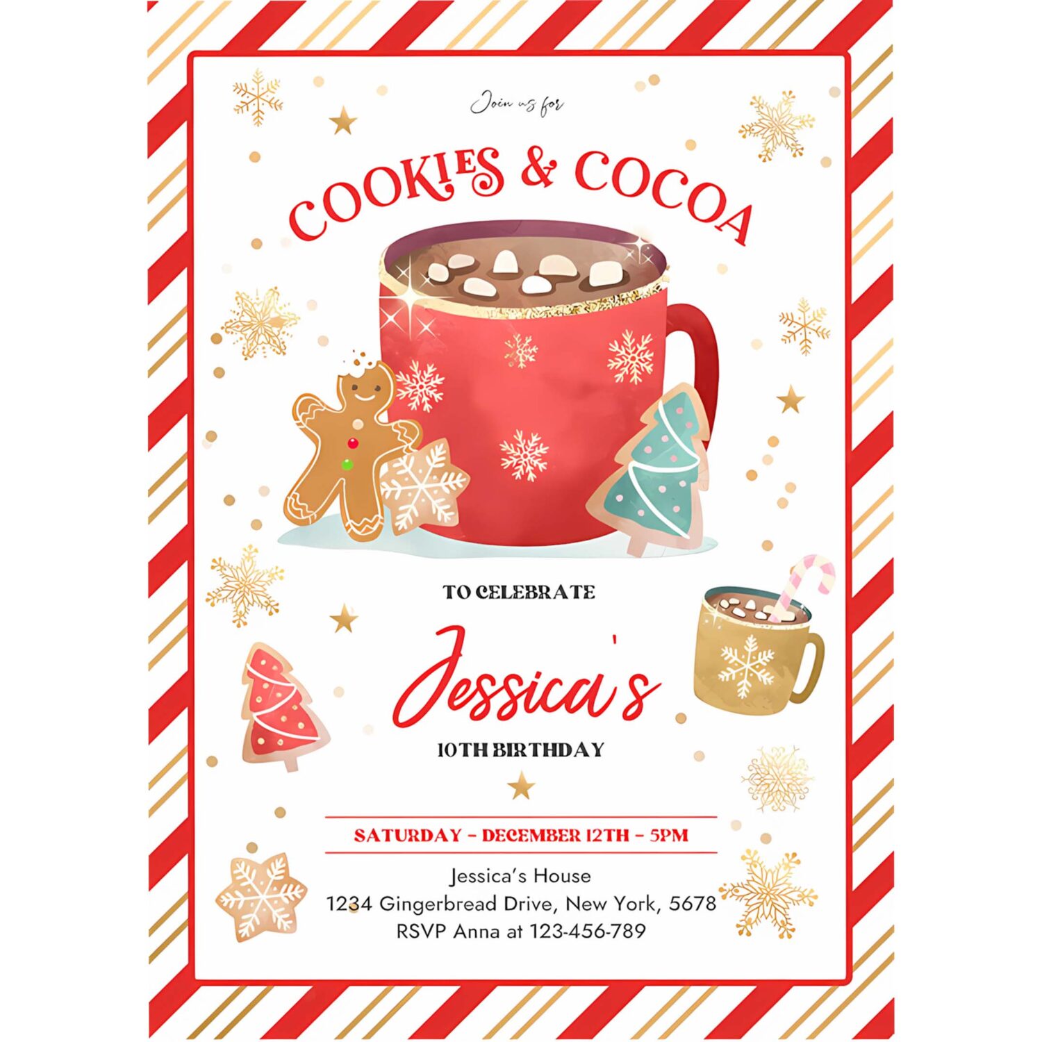 Editable cookies and cocoa birthday invitation cookies cocoa invitation hot chocolate party cookie party holiday party instant download cf 4