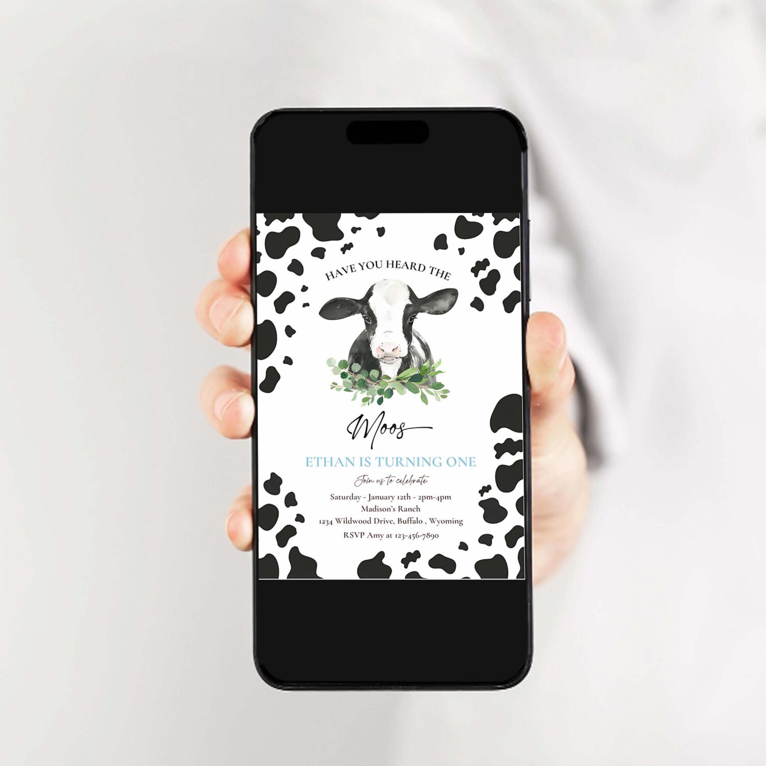 Editable cow birthday party invitation have you heard the moos birthday party boy cow ranch farm birthday party 2