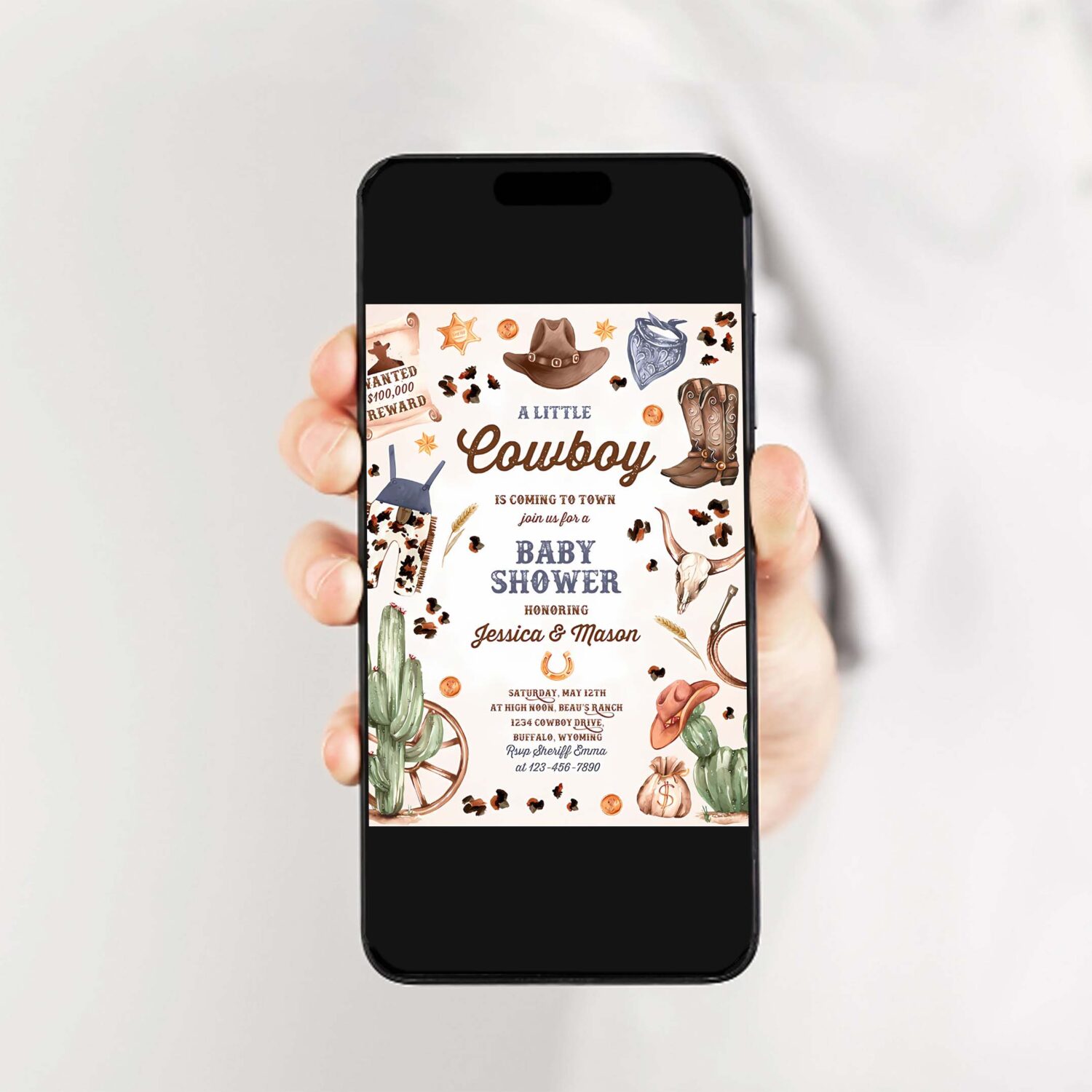 Editable cowboy baby shower invitation a little cowboy is coming to town wild west rodeo southwestern ranch baby shower instant download qo 2