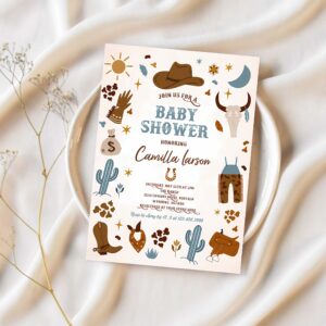 Editable cowboy baby shower invitation wild west cowboy baby shower rodeo boy baby shower southwestern ranch baby shower instant download cw 1